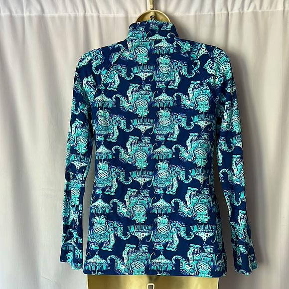 Lilly Pulitzer Blue Elephant Zip Up Sweatshirt Top **Size XS** 🐘🐘 - Picture 2 of 4